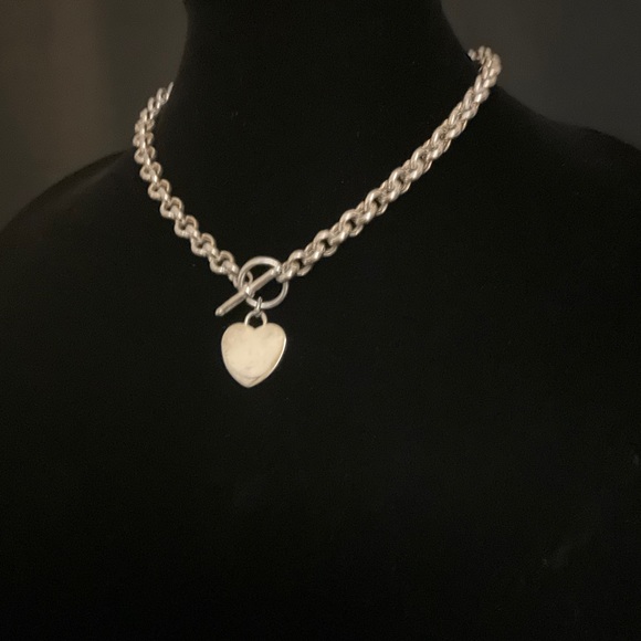 🌺 925 Italian Silvering Necklace with Toggle Heart Hook 37 Grams - Picture 5 of 7